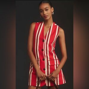 Simon Miller Carob Mini Sleeveless Mini Dress Red Striped-Size M